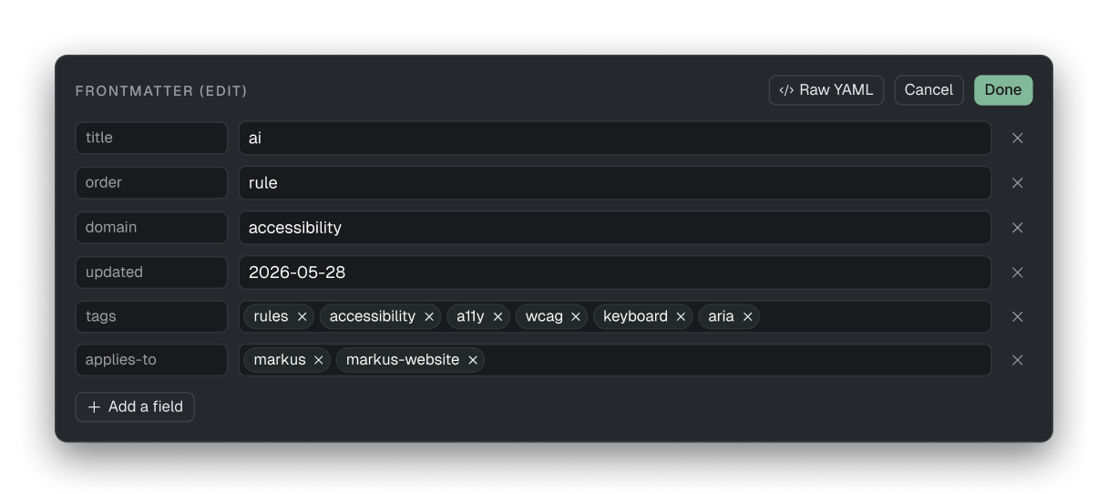 Markus frontmatter editor