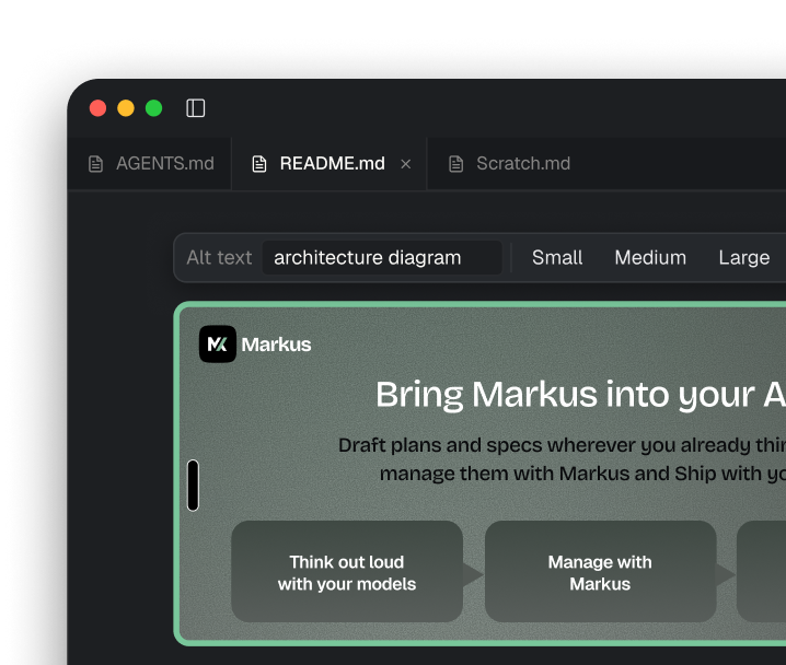 Markus editing a diagram stored next to the file that references it