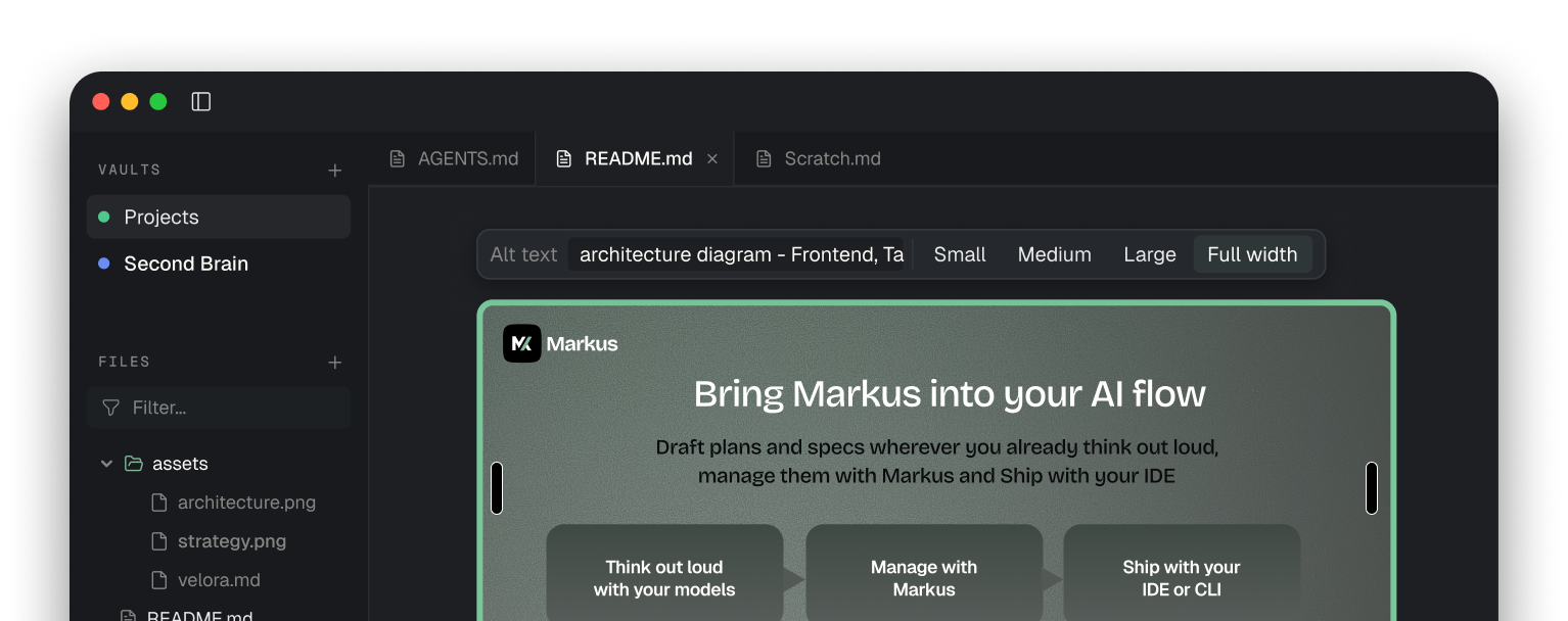 Markus editing a diagram stored next to the file that references it